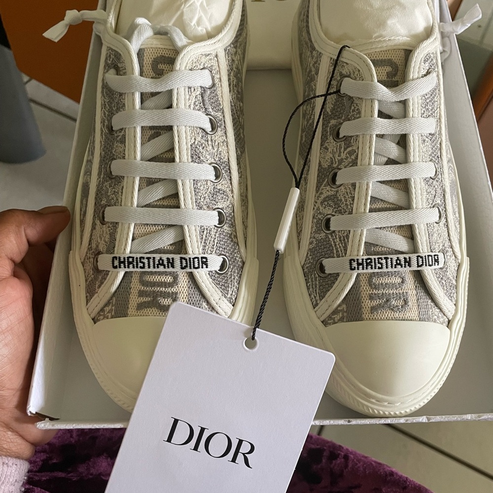 OFF WHITE AND GRAY DIOR WOMAN SNEAKER